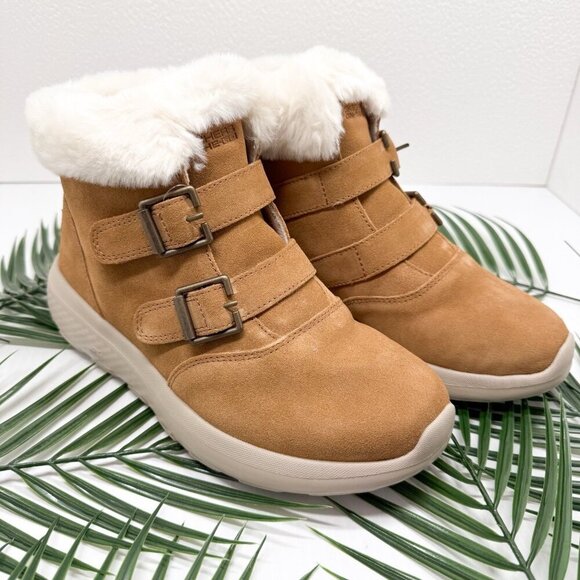 Skechers Suede Boots Women's Chestnut On-the-GO City 2 Winter Fling Size 7 - Picture 2 of 11